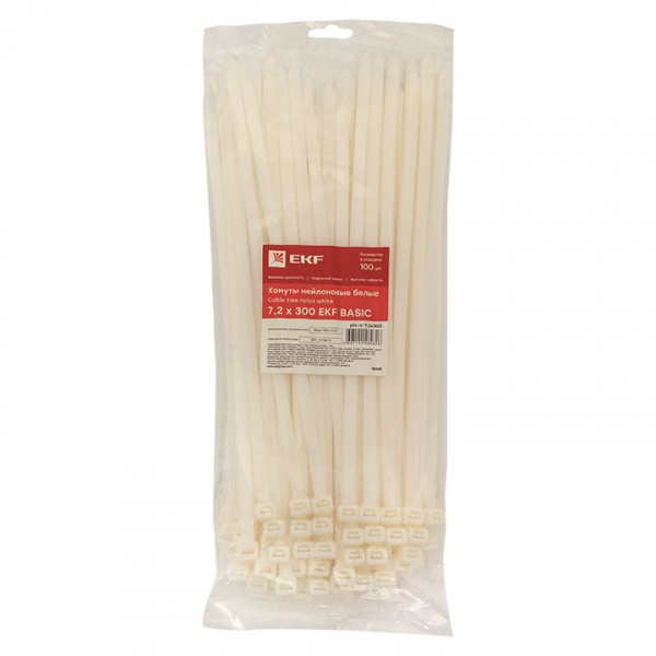 EKF Basic Хомут нейлоновый (7,2х300) (100шт.)