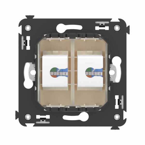 DKC Avanti Телефонная розетка RJ-12 без шторки в стену двойная, Ванильная дымка
