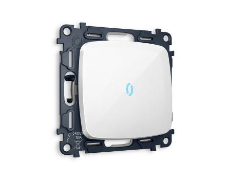 Комплект механизма 1-клавишного проходного выключателя с подсветкой 10000K OMEGA MO102040 Белый глянец QUANT