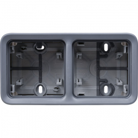 Legrand Plexo Серый Монтажная коробка 2-ая для наружного монтажа,горизонтальная,IP55