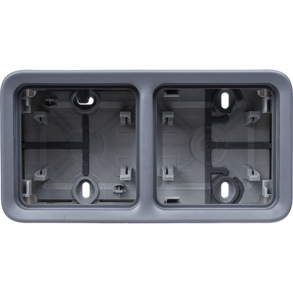Legrand Plexo Серый Монтажная коробка 2-ая для наружного монтажа,горизонтальная,IP55
