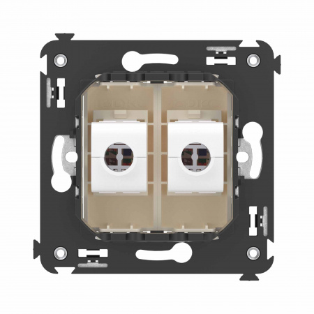 DKC Avanti Компьютерная розетка RJ-45 без шторки в стену, кат.6 двойная, Ванильная дымка