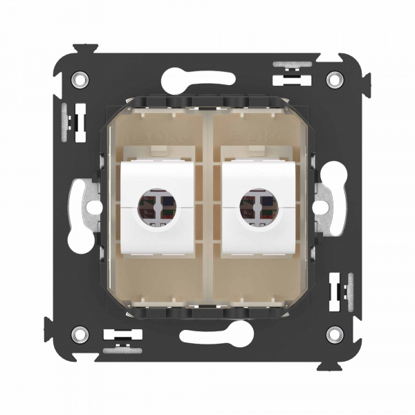 DKC Avanti Компьютерная розетка RJ-45 без шторки в стену, кат.6 двойная, Ванильная дымка