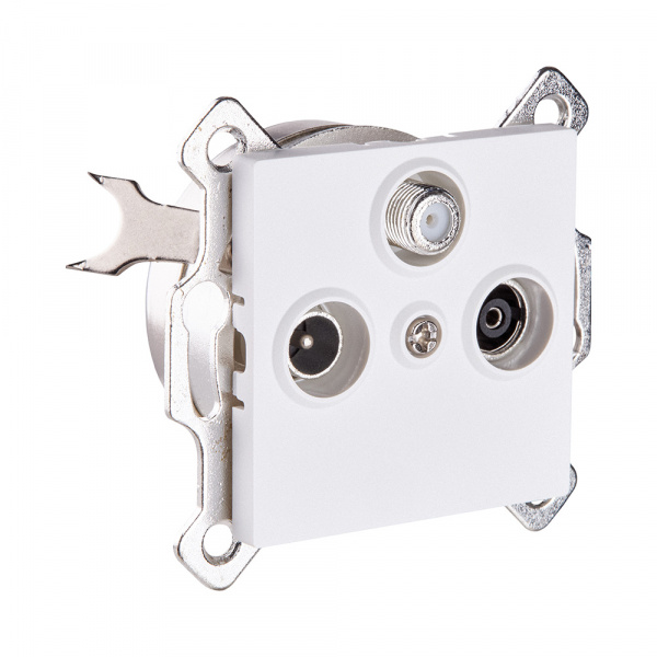 Розетка тройная TV (мама) + TV (папа) + спутниковая SAT, белый матовый Kollinger REA-036WM для Aspekt, Eleganz, Reflex