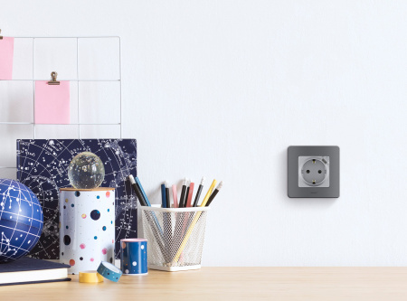 Legrand INSPIRIA Алюминий Розетка 2К+З немецкий стандарт 16А 250В со встроенным зарядным устройством USB C 1.5А 5В