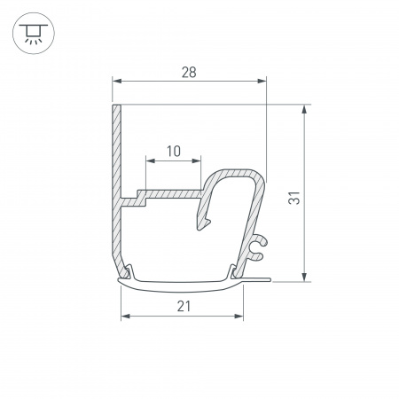 Arlight Профиль STRETCH-S-20-WALL-SIDE-2000 (RESPECT-ST) (Алюминий)