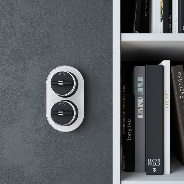 Переключатель/выключатель одноклавишный Vintage черный матовый/хром W5812051