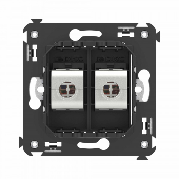DKC Avanti Компьютерная розетка RJ-45 без шторки в стену, кат.6А двойная экранированная, Черный матовый