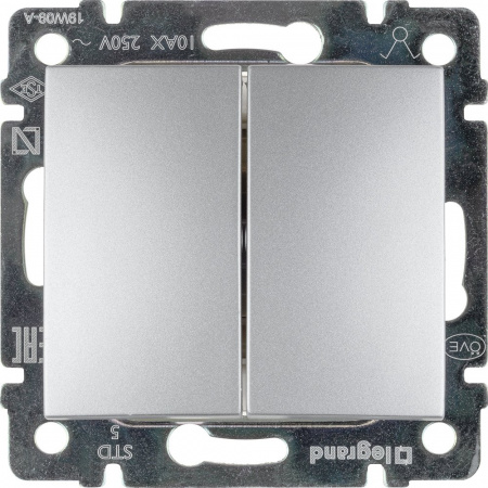 Legrand Valena Алюминий Выключатель 2-х клавишный