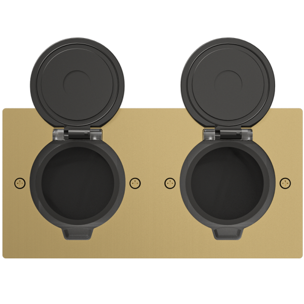 Лючок Surface 4 мод. (2 мод. 45х45 мм.), круглая крышка, золото, IP44