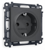 Комплект механизма электрической розетки ALFA MA906010 Графит мягкое касание с заземлением на винтовых зажимах 2P+E 16A-250V QUANT
