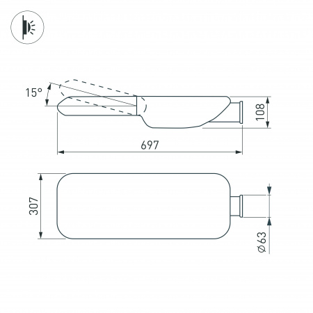 Arlight Светильник OXOR-LUMI-696х308-90W Day5000 (GR, 144x80 deg, 230V) IP66 (-)