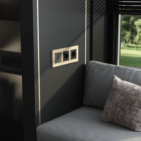 Рамка из металла на 3 поста АluMax шампань алюминий W0033511