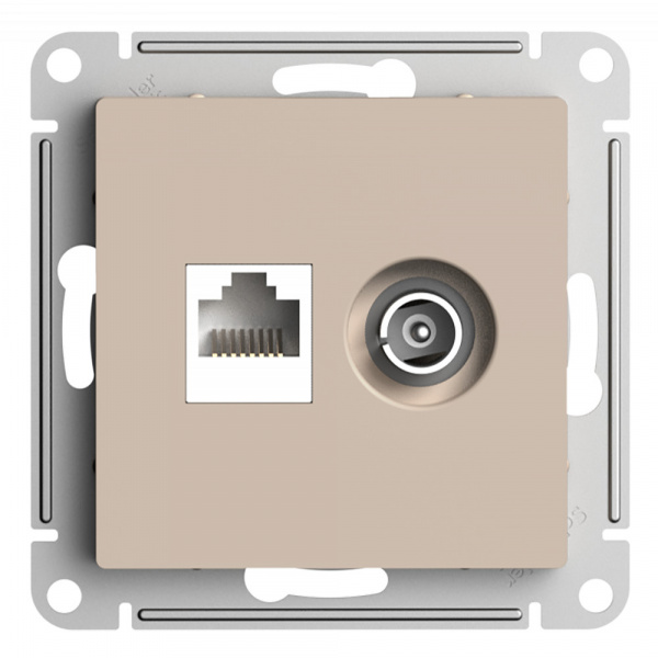 SE AtlasDesign Песочный Розетка двойная ТВ + компьютерная RJ45, кат. 5Е