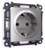 Комплект механизма электрической розетки ALFA MA507010 Сталь матовый с заземлением и шторками 2P+E 16A-250V QUANT