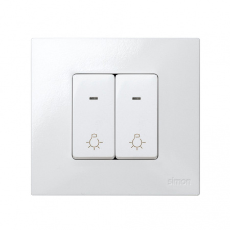 Simon 27 Мех Белая Кнопка клавишная "свет" с подсветкой узкая, 10А 250В