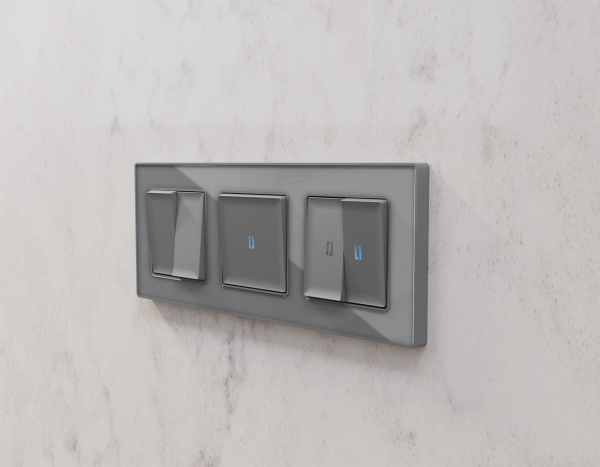 Рамка ALFA Arctic (Антрацит серый Стекло органическое) 3-ая AF580653