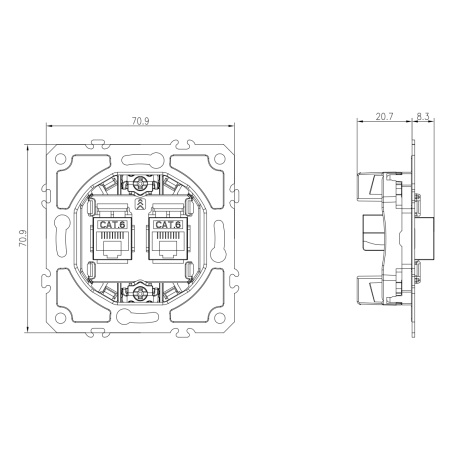 Donel Механизм розетки RJ45 + RJ45 (двойная) cat.6/ClassE-8/8, серия DB, DB16600