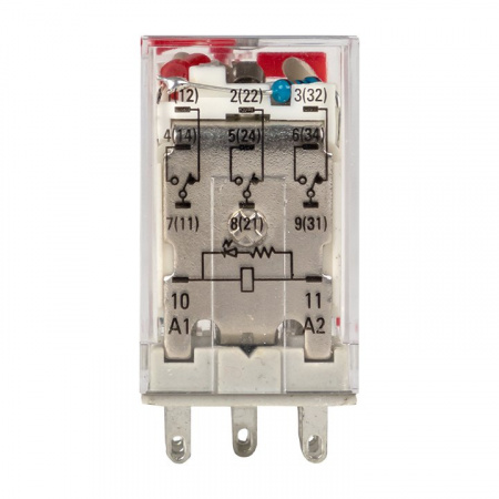 EKF Averes Реле промежуточное с кнопкой и механической индикацией RPAt 22/3 10A 230В AC