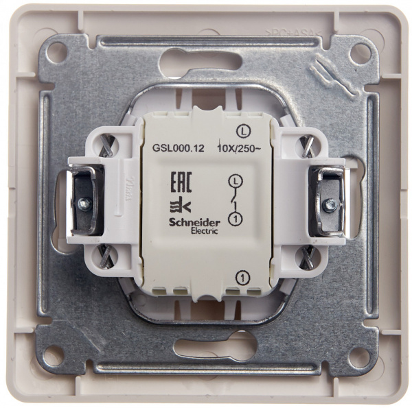 SE Glossa Молочный Выключатель 1-клавишный сх.1, 10AX (в сборе)