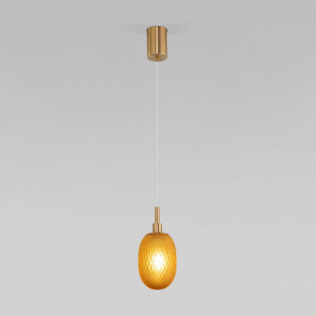 Подвесной светильник со стеклянным плафоном 50266/1 янтарный Eurosvet Pineapple