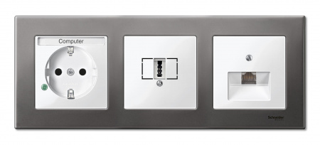 SE Merten SM Бел глянец Накладка аудиорозетки 2-ой (мех М46701х)