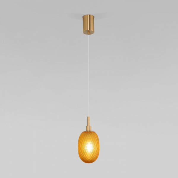 Подвесной светильник со стеклянным плафоном 50266/1 янтарный Eurosvet Pineapple