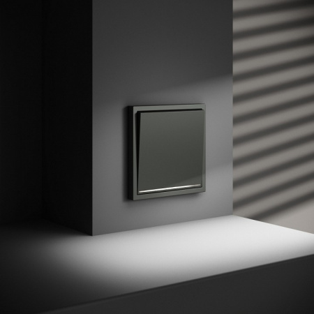 Выключатель встраиваемый VOLTUM S70 одноклавишный с подсветкой 10А, (титан)