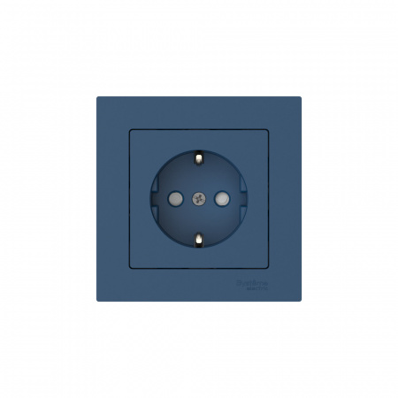 Systeme Electric AtlasDesign Аквамарин Розетка с заземлением со шторками, 16А, в сборе, быстрозажим. клем.