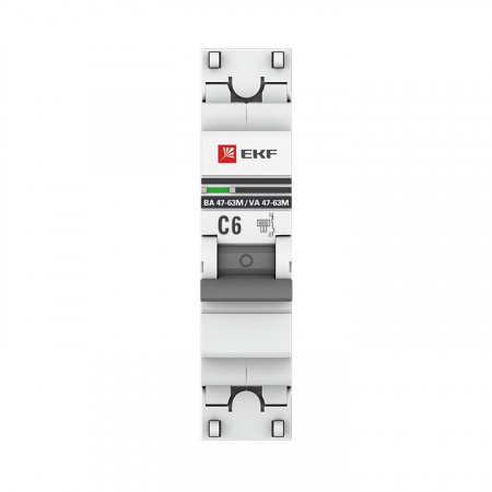 EKF PROxima ВА 47-63M  Автоматический выключатель  (С) 1P 6А 6кА с электромагнитным расцепителем