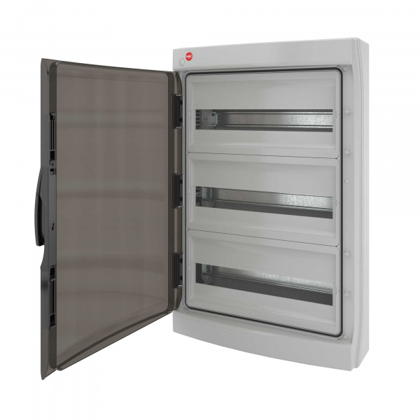 DKC Щиток настенный с дверцей 54 мод.,IP65, серый, с клеммным блоком 63А