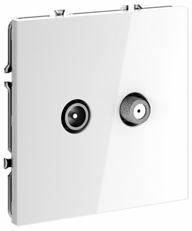 Розетка телевизионная встраиваемая VOLTUM S70 оконечная TV+SAT, (белый глянцевый)