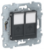 SE Unica New Антрацит Розетка компьютерная, RJ45, двойная, кат. 6 UTP