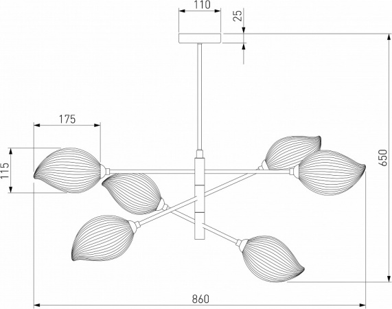 Подвесной светильник 30189/6 черный Eurosvet Sinki