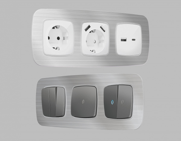 Рамка OMEGA Radian (Серебро Металл шлифованный) 2-ая OF580102