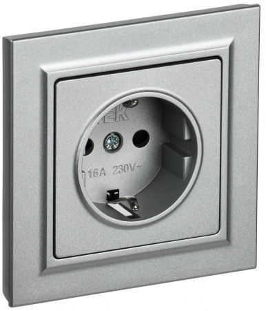 IEK BRITE BASE Алюминий Розетка с з/к/ш 16А в сб. РСР14-1-0-БрА