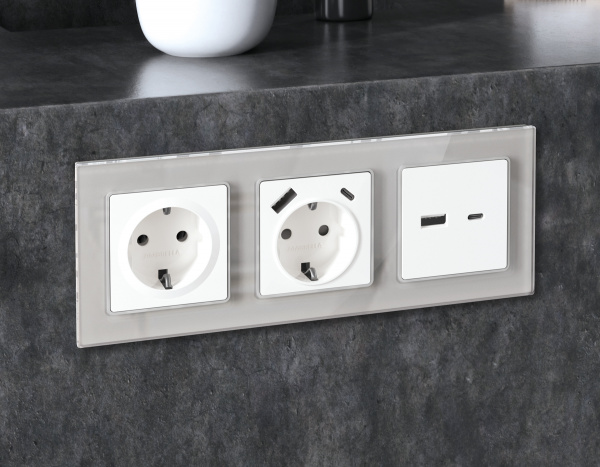 Рамка ALFA Platos (Серебро Стекло органическое) 1-ая AF330401