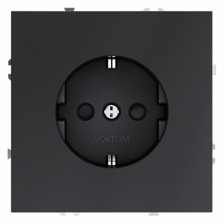 Розетка встраиваемая VOLTUM S70 с заземлением и защитными шторками, 16А, (графит)