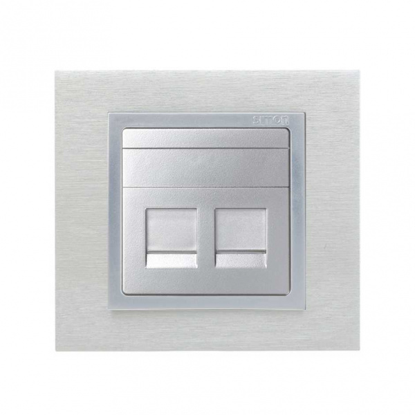 Simon 75 Мех Алюминий Адаптер на 2 RJ-45 75540-, 75541-, 75528-, 75544-39 АМР