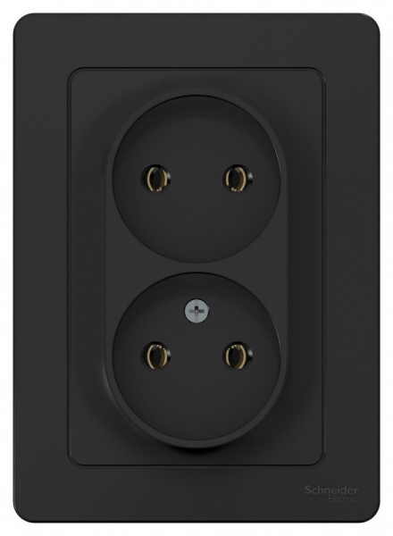 SE Blanca внутр Антрацит Розетка 2-ая б/з без шторок, 16А, 250В