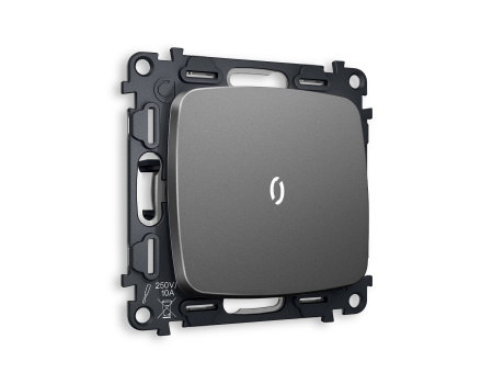 Комплект механизма 1-клавишного выключателя с подсветкой 5600K OMEGA MO652015 Антрацит серый QUANT