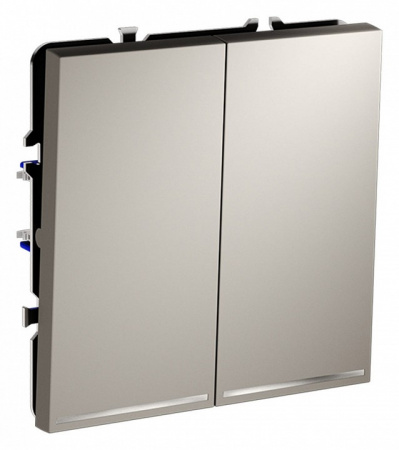 Проходной переключатель встраиваемый VOLTUM S70 двухклавишный с подсветкой 10А, (кашемир)