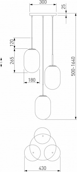 Подвесной светильник со стеклянными плафонами 60161/3 латунь Eurosvet Loona