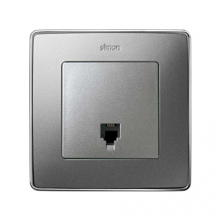 Simon 82 Detail Алюминий Накладка Розетки ТЛФ 1-ой