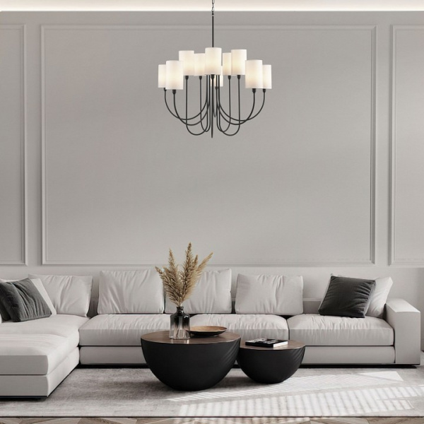 Подвесная люстра с тканевыми абажурами 60164/10 черный Eurosvet Abbey