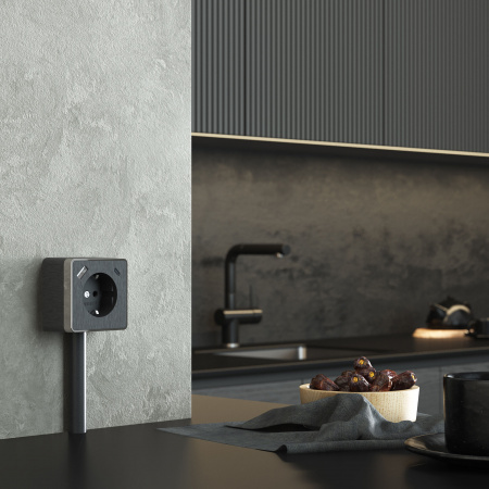 Розетка с заземлением, шторками и USB тип A+C Gallant графит рифленый W5071704