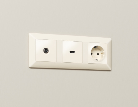 Комплект механизма розетки HDMI 2.0 ALFA MA334010 Бежевый матовый 40V/500mA 2.0GHz 5-18Gbit/s QUANT