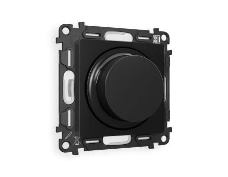 Комплект механизма светорегулятора универсального поворотно-нажимного ALFA MA805510 Черный матовый 25-600W/LED 5-300W QUANT