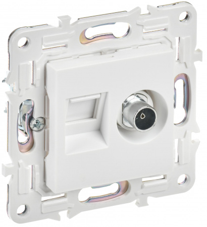 IEK SKANDY Арктический белый Розетка двойная TV+RJ45 кат.5E SK-A14W