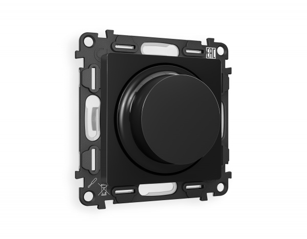 Комплект механизма светорегулятора универсального поворотно-нажимного ALFA MA805510 Черный матовый 25-600W/LED 5-300W QUANT